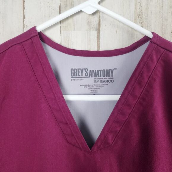 Grey's Anatomy V-Neck Scrub Top Maroon Size Small - Picture 5 of 11